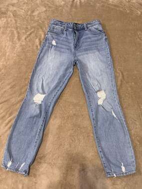 KUT from the Kloth Christine High Rise Straight Leg Distressed Jeans Size 10